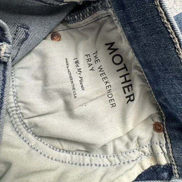 Mother The Weekender Fray Jeans Women's 24 Blue Denim Mid Rise Flare - Picture 13 of 16